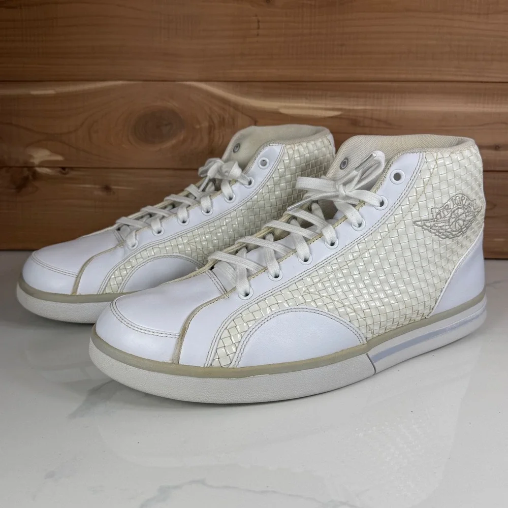 Jordan Phly Legend Premier White Metallic Silver Woven 343449-101 Mens‎ 11.5